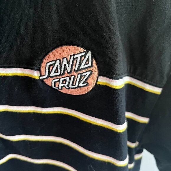 Santa-Cruz T-shirt Collared Striped Black & White Skateboards Size XS - Picture 4 of 8